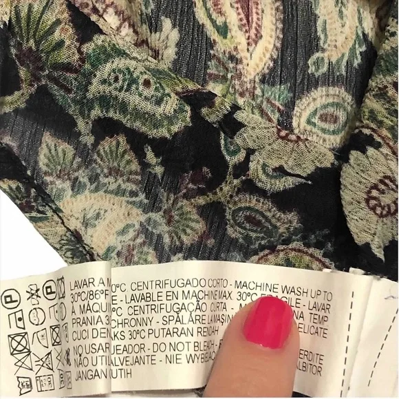 Zara Paisley Tie Neck Blouse - Picture 10 of 12